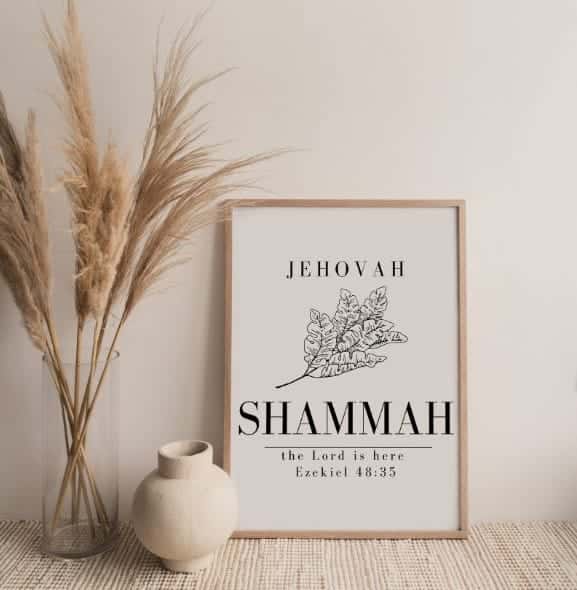 Jehovah SHAMMAH, The Names of God | Single, Christian Wall Art, A3 at XILEF Art